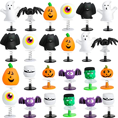 MGparty 24Pcs Halloween Jumping Popper Spring Toys for Kids, Halloween Party Favors Toys for Kids Birthday Party, Bulk Goodies Filler, Carnival Prizes, Pinata Filler, Halloween Treat Bags Gifts