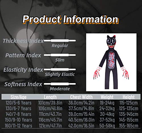 Aepotumn Boys Cartoon Scary Cat Costume Child Horror Monster Character Costumes Scary Halloween Cosplay Jumpsuit