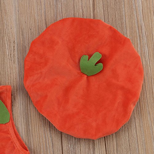 BeQeuewll Infant Baby Boys Girls Halloween Pumpkin Costume Hooded Romper Jumpsuit Outfits Dress Up Set (6-12 Months, Baby Halloween Costumes Romper)