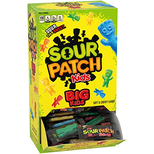 SOUR PATCH KIDS Big Individually Wrapped Soft & Chewy Candy, 240 Count Box (Pack of 1)