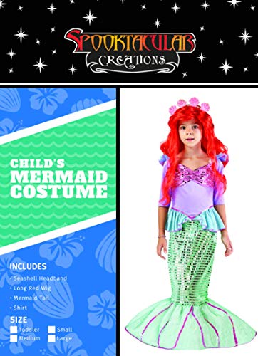 Spooktacular Creations Deluxe Mermaid Costume Set with Red Wig and Headband (Toddler (3-4))