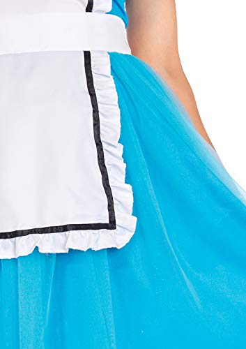 Leg Avenue 2 Piece Classic Alice in Wonderland Set-Cute Apron Dress and Headband Halloween Costume for Adult Women, Blue/White, Large