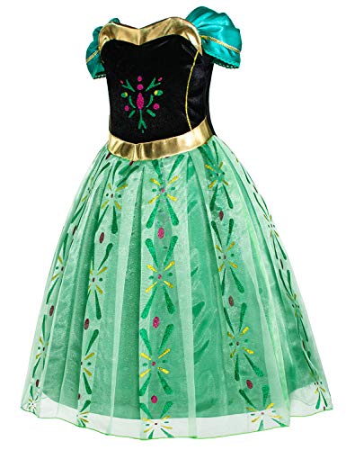 Party Chili Princess Costumes Birthday Party Fancy Dress Up for Little Girls with Wig,Crown,Mace,Gloves Years (140cm)