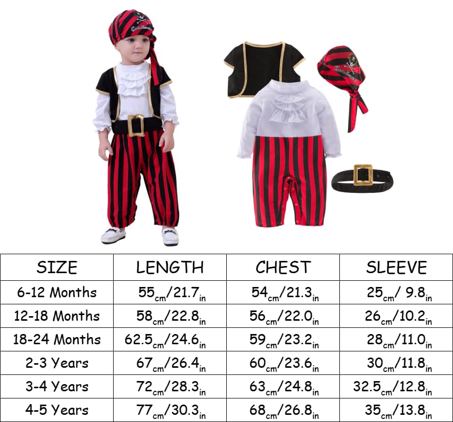 May's Baby Boys Captain Infant Costumes Cap Stinker Pirate Costume 4pcs Set