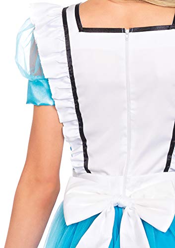 Leg Avenue 2 Piece Classic Alice in Wonderland Set-Cute Apron Dress and Headband Halloween Costume for Adult Women, Blue/White, Large