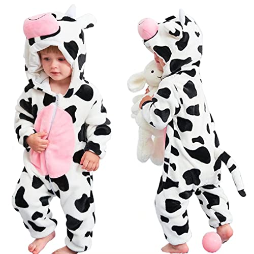 QIAONIUNIU Halloween Baby Cow Costumes Toddler Onesie Infants Cosplay Romper 24-30 Months