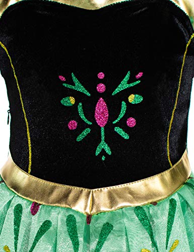 Party Chili Princess Costumes Birthday Party Fancy Dress Up for Little Girls with Wig,Crown,Mace,Gloves Years (140cm)