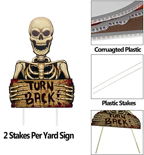 NIGHT-GRING Yard Signs for Halloween Props Decorations Outdoor | 6 Pack Track-or-Treat Corrugate Yard Stake Signs | Large Friendly Halloween Yard/Lawn Decorations | Warning Yard Sign Stakes (Style 1)