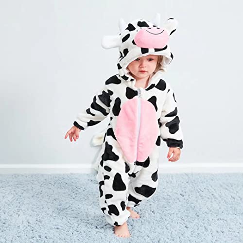 QIAONIUNIU Halloween Baby Cow Costumes Toddler Onesie Infants Cosplay Romper 24-30 Months