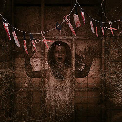Halloween Party Decorations 3 Set Bloody Garland Banner Halloween Props Decorations Halloween Zombie Vampire Party Decorations Supplies Halloween Indoor Outdoor Decorations Oasisblossom