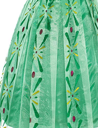 Party Chili Princess Costumes Birthday Party Fancy Dress Up for Little Girls with Wig,Crown,Mace,Gloves Years (140cm)