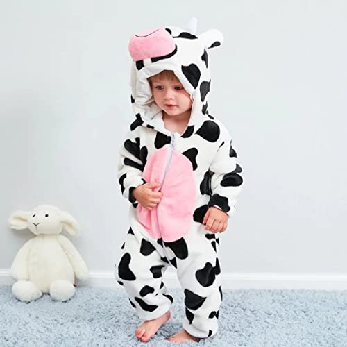QIAONIUNIU Halloween Baby Cow Costumes Toddler Onesie Infants Cosplay Romper 24-30 Months