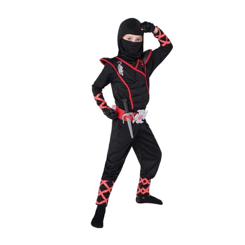 Spooktacular Creations Ninja Costume for Kids, Black Ninja Costume, Deluxe Ninja Costume for Boys Halloween Ninja Costume Dress Up (Black, Small(5-7yrs))