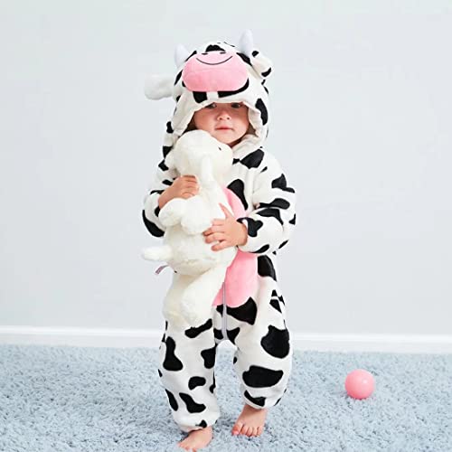 QIAONIUNIU Halloween Baby Cow Costumes Toddler Onesie Infants Cosplay Romper 24-30 Months