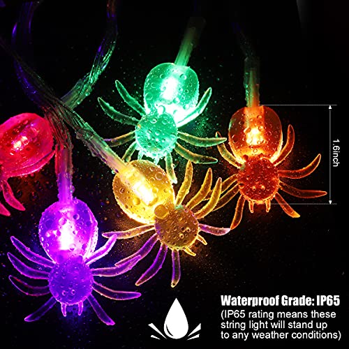 MAOYUE 2 Pack Halloween Lights Outdoor 19.7ft 40 LED Halloween String Lights Spider Halloween Lights Battery Operated Waterproof Halloween Lights 8 Modes for Halloween Decorations Outdoor, Indoor