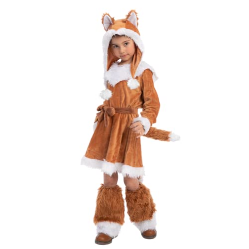 Spooktacular Creations Girls Sweet Fox Costume for Kids,Toddler Halloween Dress Up, Jungle-themed Party (Medium (5-7 yrs))
