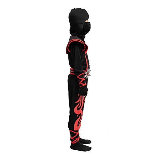 Spooktacular Creations Halloween Red Ninja Muscle Costume Deluxe Set for Boys, Unisex Kungfu Outfit for Kids 3-14yr with Foam Accessories (10-12 yrs)
