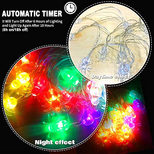 MAOYUE 2 Pack Halloween Lights Outdoor 19.7ft 40 LED Halloween String Lights Spider Halloween Lights Battery Operated Waterproof Halloween Lights 8 Modes for Halloween Decorations Outdoor, Indoor