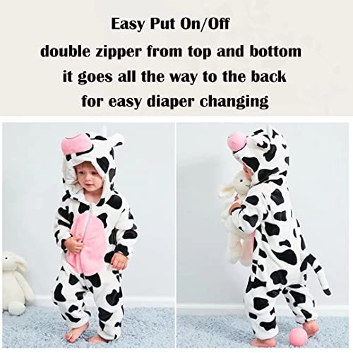 QIAONIUNIU Halloween Baby Cow Costumes Toddler Onesie Infants Cosplay Romper 24-30 Months