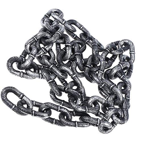 Hosfairy Halloween Costume Party Plastic Prison Chain Props Large Link Chain Decoration(Black /1Pcs)