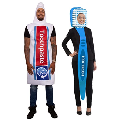 Tigerdoe Couples Costumes - Toothbrush and Toothpaste Costume - 2 Pc Set - Halloween Dress Up - Funny Costumes