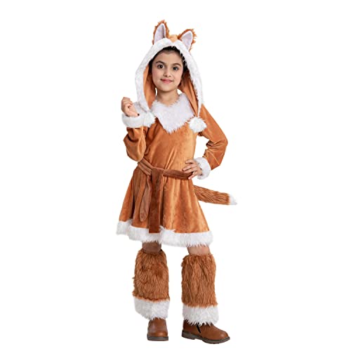 Spooktacular Creations Girls Sweet Fox Costume for Kids,Toddler Halloween Dress Up, Jungle-themed Party (Medium (5-7 yrs))