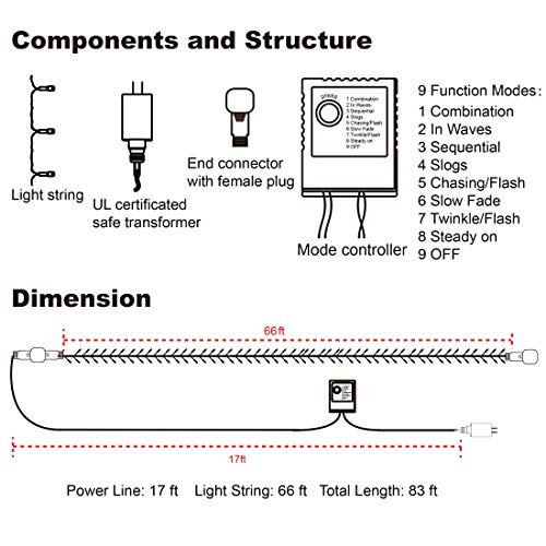 Twinkle Star 200 LED 66FT Halloween Fairy String Lights, Halloween Decoration Lights with 8 Lighting Modes, Mini String Lights Plug in for Indoor Outdoor Christmas Garden Wedding Party Decor, Orange