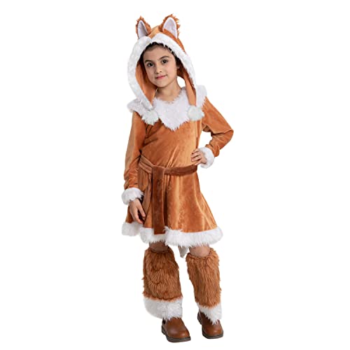 Spooktacular Creations Girls Sweet Fox Costume for Kids,Toddler Halloween Dress Up, Jungle-themed Party (Medium (5-7 yrs))