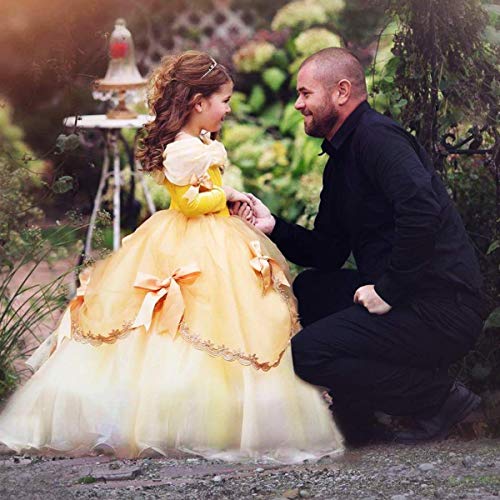 TYHTYM Belle Costumes Dress Up Party Girls Princess Cosplay Halloween Kids Ball Gown 2-13Years Gold