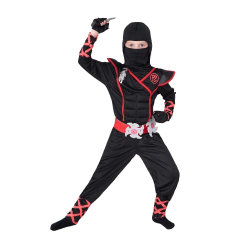 Spooktacular Creations Ninja Costume for Kids, Black Ninja Costume, Deluxe Ninja Costume for Boys Halloween Ninja Costume Dress Up (Black, Small(5-7yrs))