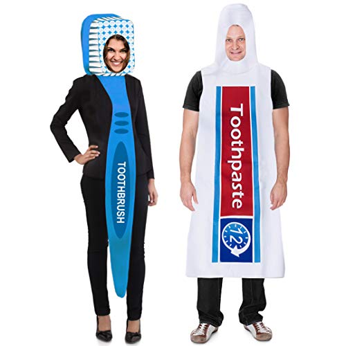 Tigerdoe Couples Costumes - Toothbrush and Toothpaste Costume - 2 Pc Set - Halloween Dress Up - Funny Costumes