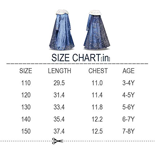 Mukola Girls Princess Costume Queen Dress Up Birthday Halloween Party 3-8Y