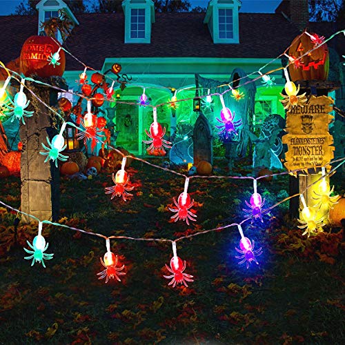 MAOYUE 2 Pack Halloween Lights Outdoor 19.7ft 40 LED Halloween String Lights Spider Halloween Lights Battery Operated Waterproof Halloween Lights 8 Modes for Halloween Decorations Outdoor, Indoor