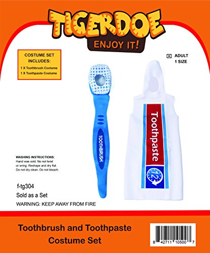 Tigerdoe Couples Costumes - Toothbrush and Toothpaste Costume - 2 Pc Set - Halloween Dress Up - Funny Costumes