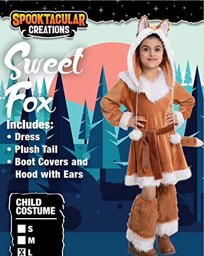 Spooktacular Creations Girls Sweet Fox Costume for Kids,Toddler Halloween Dress Up, Jungle-themed Party (Medium (5-7 yrs))