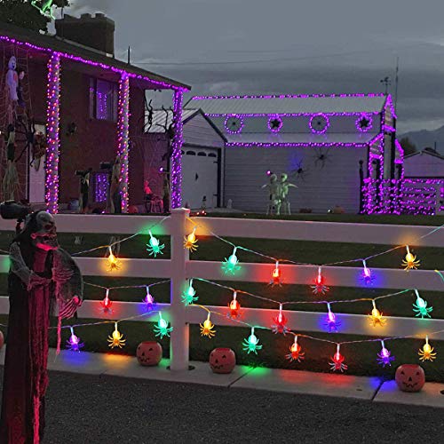 MAOYUE 2 Pack Halloween Lights Outdoor 19.7ft 40 LED Halloween String Lights Spider Halloween Lights Battery Operated Waterproof Halloween Lights 8 Modes for Halloween Decorations Outdoor, Indoor
