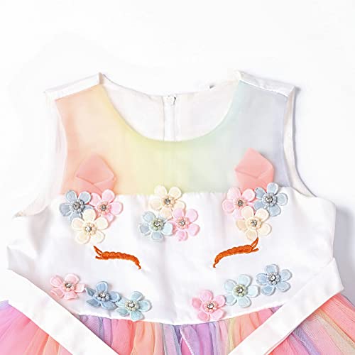 QPANCY Girl Unicorn Outfits Dresses Princess Kids Party Halloween Costume 7 8
