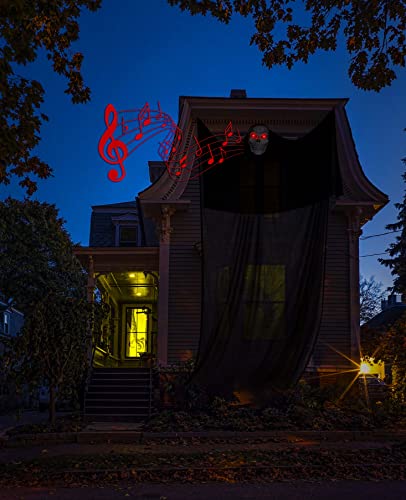 Moon Boat 13.94ft Halloween Ghost Hanging Activated Decorations with LED Light-up Red Eyes&Voice, Scary Creepy Indoor Outdoor Decor(Batteries Not Included)
