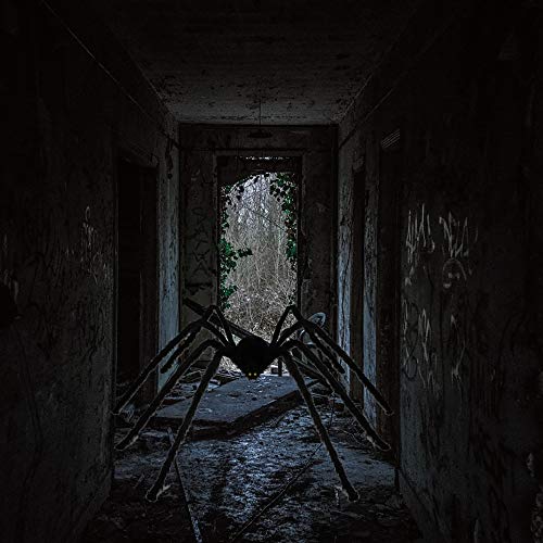 LUMEKO 2 Pcs 4.1FT Halloween Giant Spider Decorations, Black Soft Hairy Spiders Set, Scary Spider Props for Halloween Haunted House,Indoor,Outdoora,Yard, Wall,Party and Display