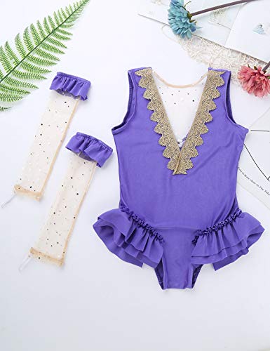 iEFiEL Kids Girls Halloween Costume Role Play Cape Top with Skirt Wristband Halloween Cosplay Party Leotard 8