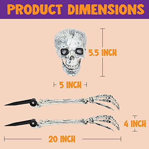 JOYIN Halloween Decorations Skeleton Stakes with Tombstone Set, 17” Graveyard Tombstone Groundbreaker Decorations for Best Halloween Yard Decorations Outdoor Graveyard