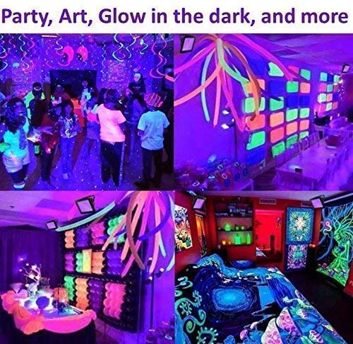 HouLight UV LED Black Light, High Power 10W LED Black Light Flood Light IP65-Waterproof (85V-265V AC) for Blacklight Party Supplies, Neon Glow, Glow in The Dark, Birthdays, Blacklights, Curing