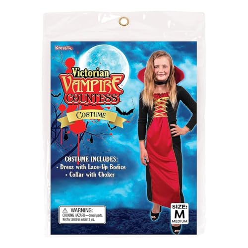 Kangaroo Victorian Kids Vampire Costume – Vampire Costume for Girls – Small-Sized Kids Vampire Costume Halloween Dress up – Royal Girls’ Vampire Costume for Cosplay Dress up Medium 8-10
