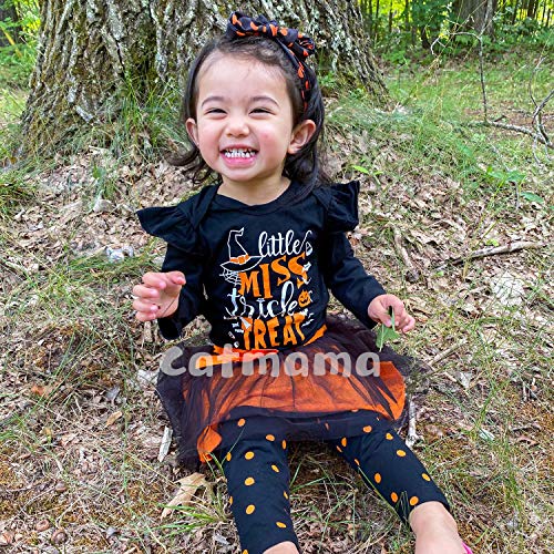 MOMMY'S NEW MAN Newborn Baby Girl 3PC Halloween Cute Long Sleeve Tutu Skirt Outfit Set (3-6 Months)