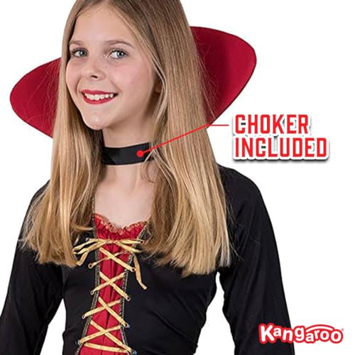 Kangaroo Victorian Kids Vampire Costume – Vampire Costume for Girls – Small-Sized Kids Vampire Costume Halloween Dress up – Royal Girls’ Vampire Costume for Cosplay Dress up Medium 8-10