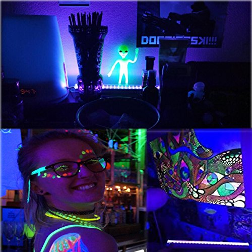 LECIEL UV LED Black Light Fixtures, 6W Portable Blacklight Lamp for Halloween and Blacklight Parties, UV Poster, UV Art, Ultraviolet Curing, or Stain Detector …