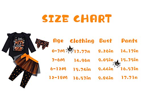 MOMMY'S NEW MAN Newborn Baby Girl 3PC Halloween Cute Long Sleeve Tutu Skirt Outfit Set (3-6 Months)