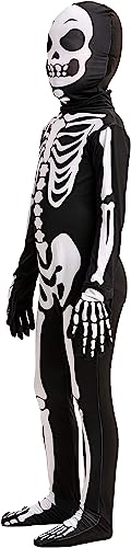 Spooktacular Creations Boy Scary Creepy Skeleton Costume, Skelebones Costume, Bone Jumpsuit for Toddler, Kids Halloween Dress Up-M(8-10yr)