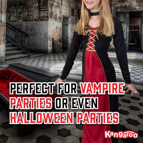 Kangaroo Victorian Kids Vampire Costume – Vampire Costume for Girls – Small-Sized Kids Vampire Costume Halloween Dress up – Royal Girls’ Vampire Costume for Cosplay Dress up Medium 8-10