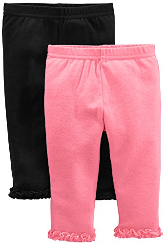 Simple Joys by Carter's Baby Girls' Pant, Pack of 4, Black/Pink/Floral/Hearts, 6-9 Months